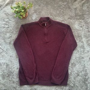 Ben Sherman Mock-neck Quarter Zip Cotton Red Sweater Pullover